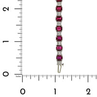 Platinum Emerald Cut Ruby and Diamond Bracelet, Platinum, Long's Jewelers