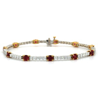 18K Yellow and White Gold Ruby and Diamond Bracelet, 18k white and yellow gold, Long's Jewelers
