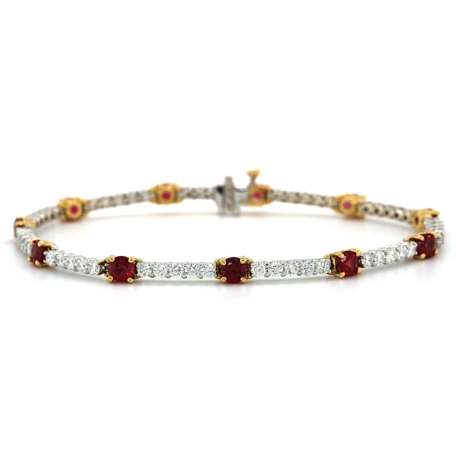 18K Yellow and White Gold Ruby and Diamond Bracelet, 18k white and yellow gold, Long's Jewelers