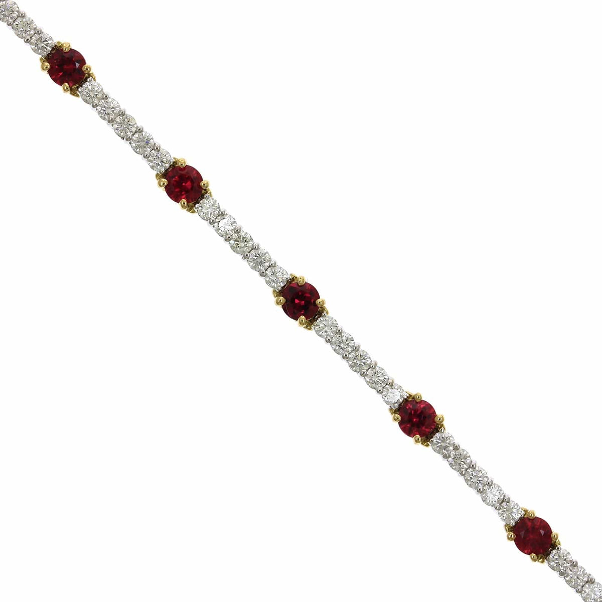 18K Yellow and White Gold Ruby and Diamond Bracelet, 18k white and yellow gold, Long's Jewelers