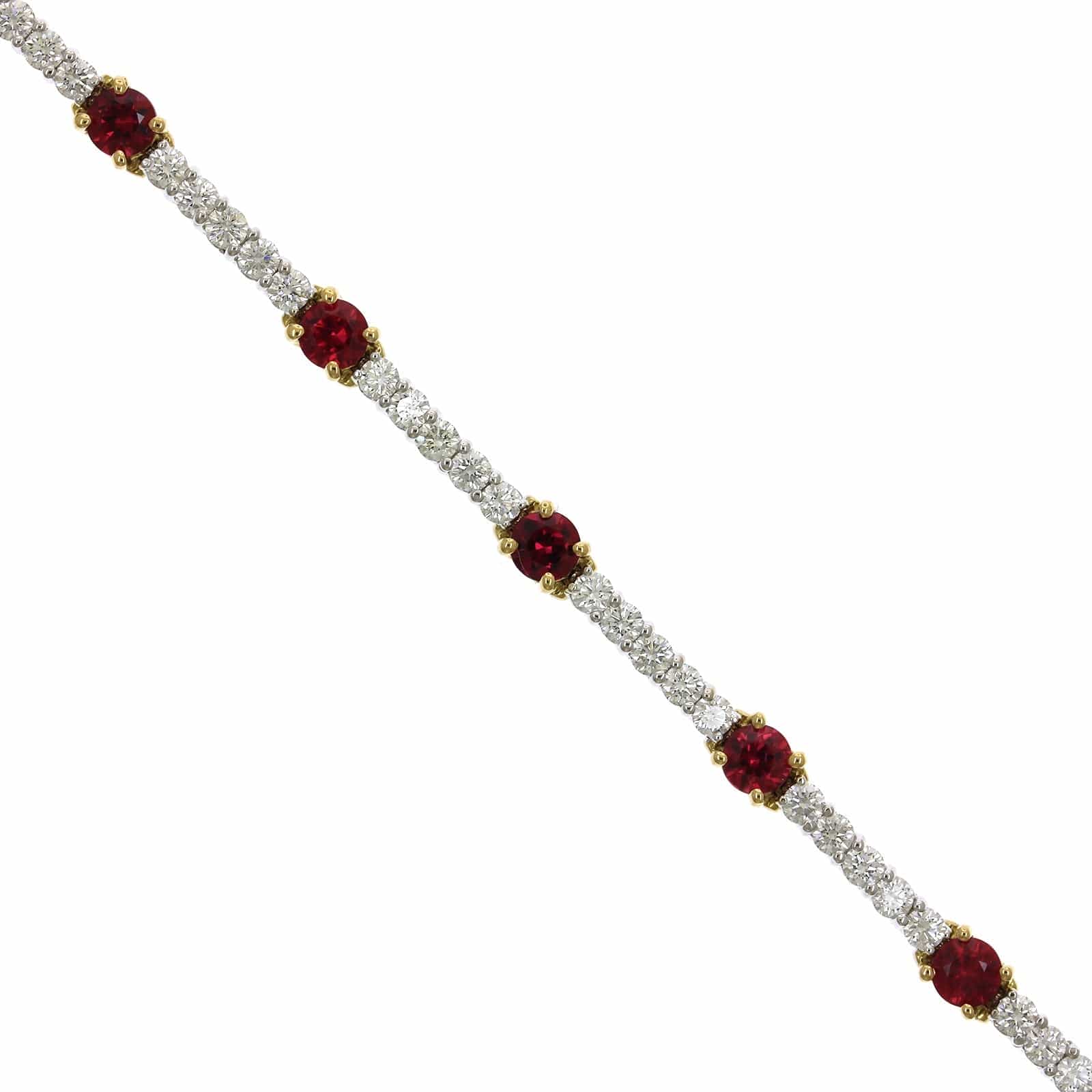 18K Yellow and White Gold Ruby and Diamond Bracelet, 18k white and yellow gold, Long's Jewelers
