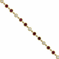 18K Yellow Gold Ruby and Diamond Bezel Set Bracelet, 18k yellow gold Long's Jewelry