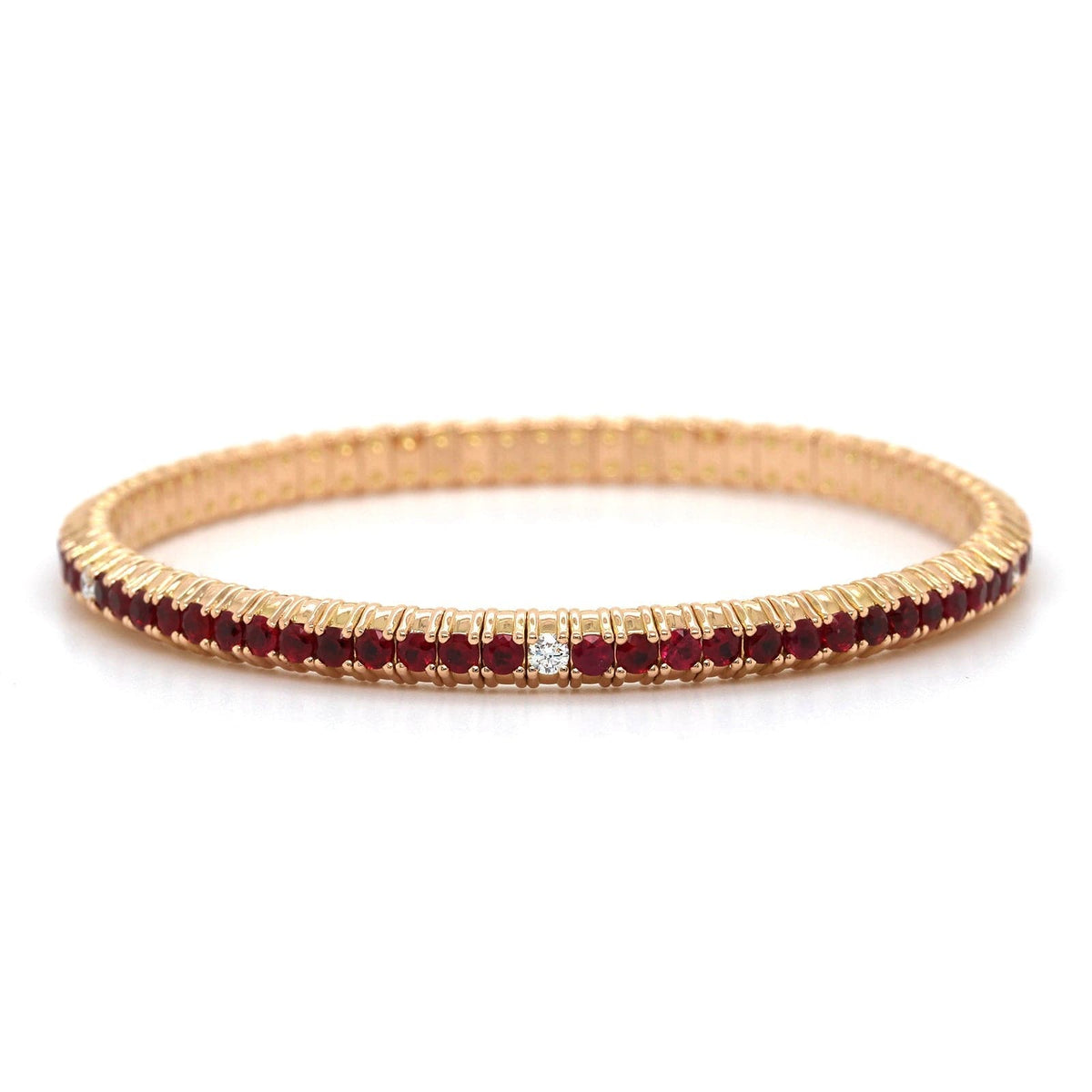 18K Rose Gold Ruby Stretch Bracelet, Long's Jewelers