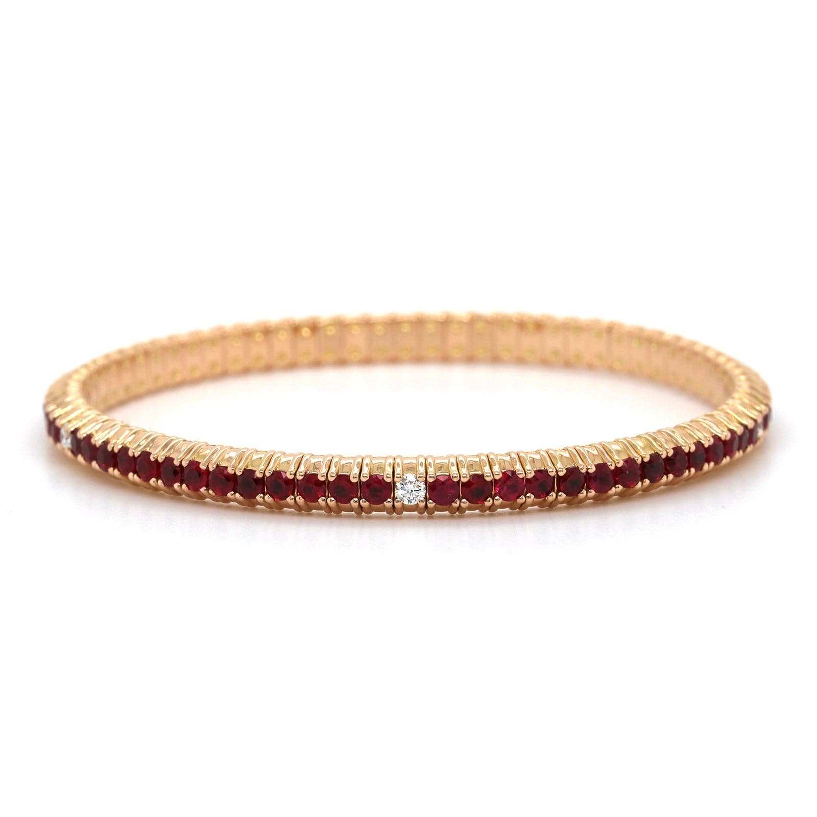18K Rose Gold Ruby Stretch Bracelet, Long's Jewelers
