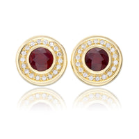 18K Yellow Gold Bezel Set Ruby Earrings