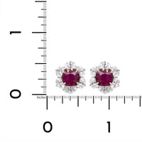 Platinum Ruby and Diamond Stud Earrings