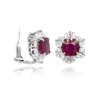 Platinum Ruby and Diamond Stud Earrings