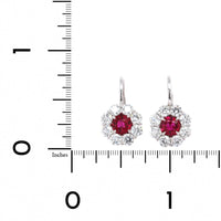 Platinum Ruby and Diamond Halo Drop Earrings