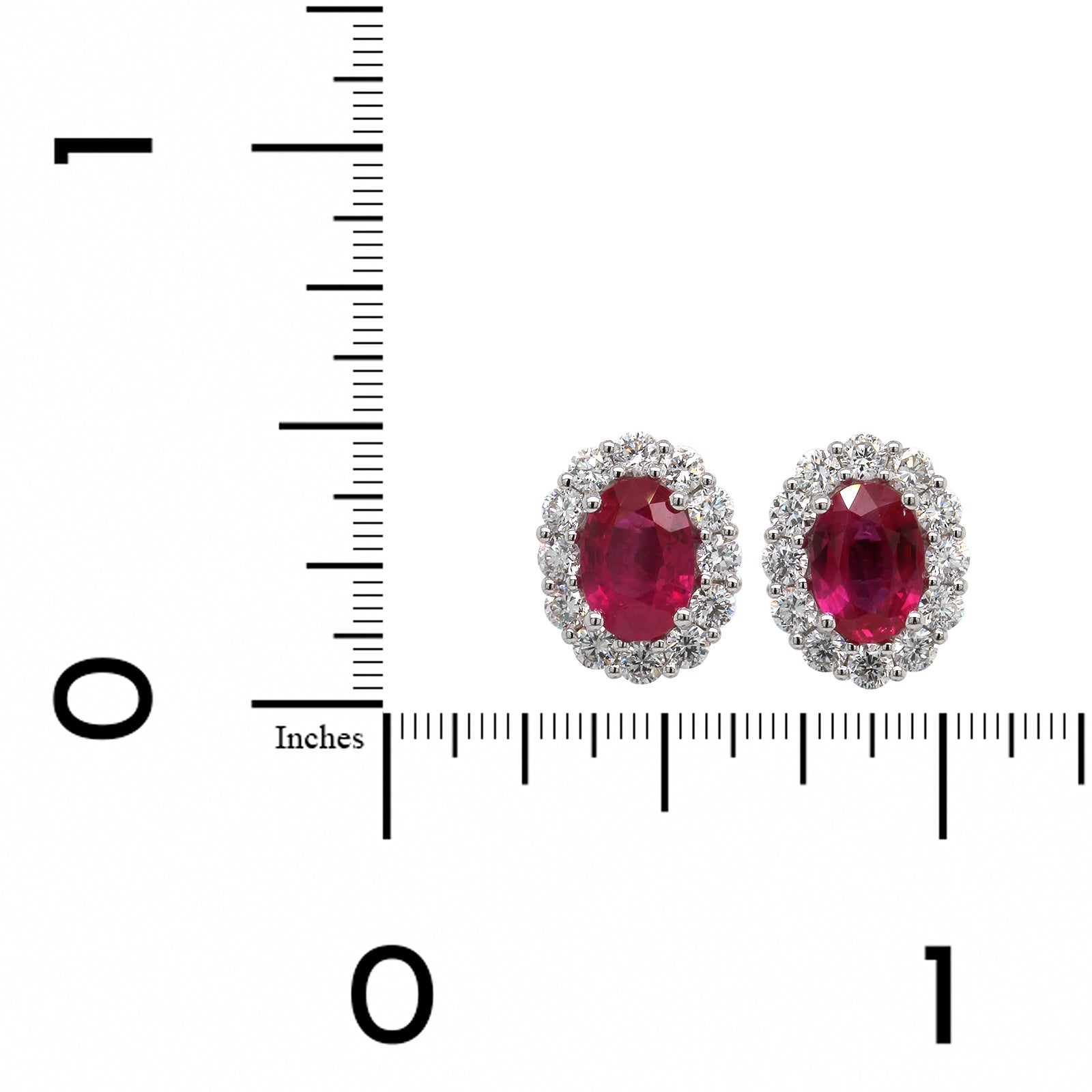 14K White Gold Ruby Diamond Halo Stud Earrings
