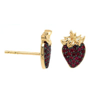 Diamond and Ruby Strawberry Motif Studs