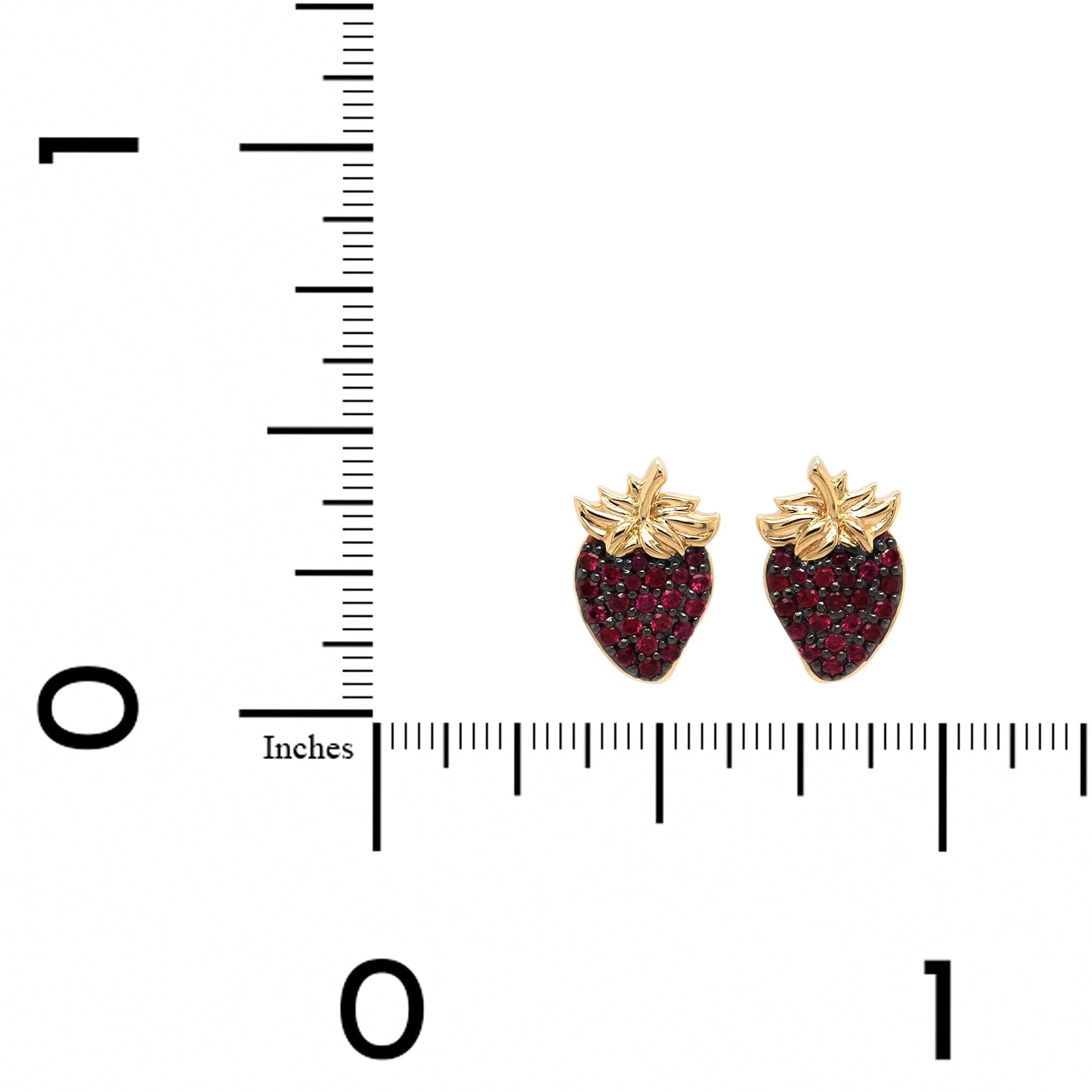 Diamond and Ruby Strawberry Motif Studs