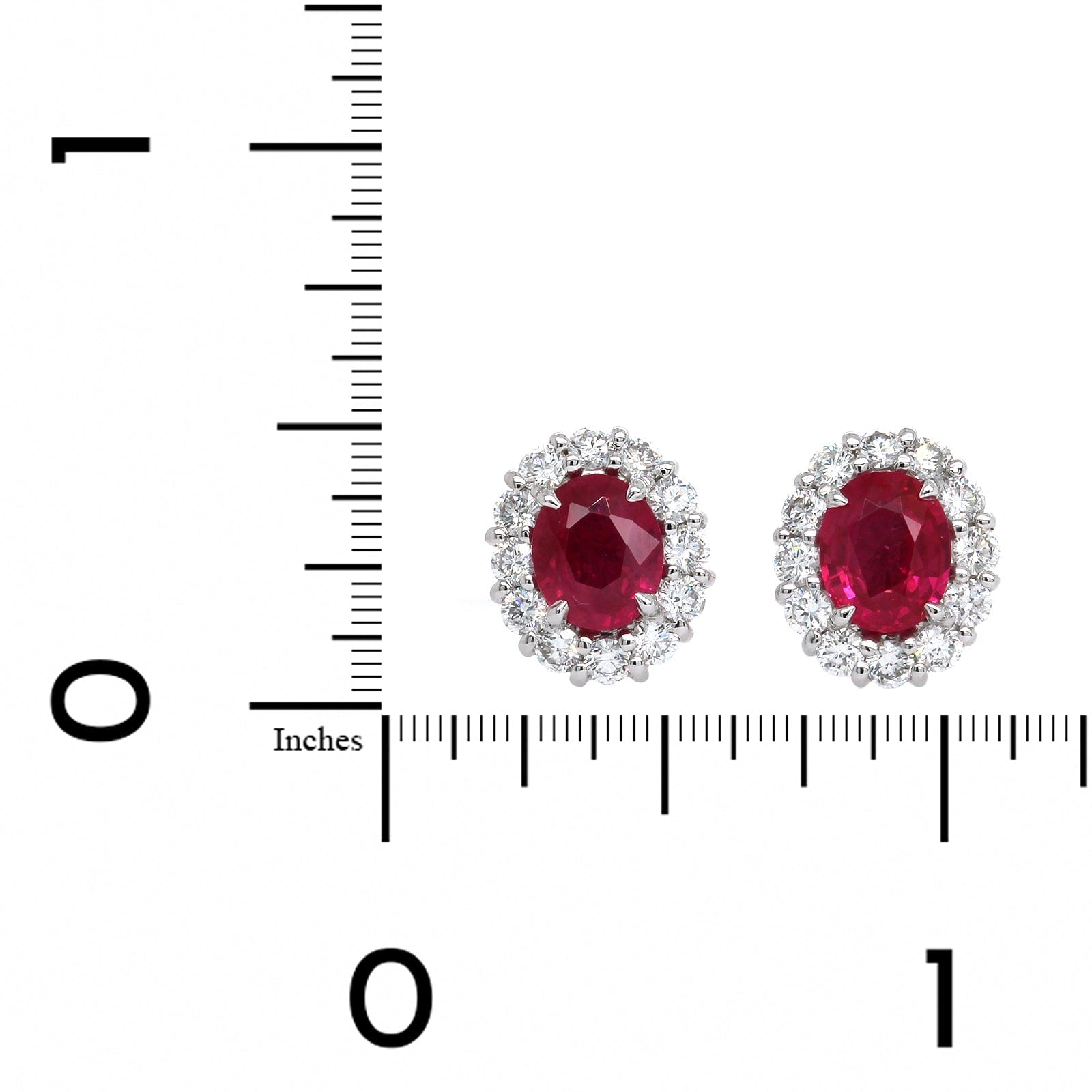 Platinum Oval Ruby and Diamond Halo Stud Earrings