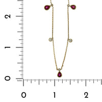 14K Yellow Gold Ruby and Diamond Dangle Necklace