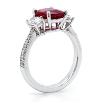 Platinum Oval Ruby Ring and Diamond Ring
