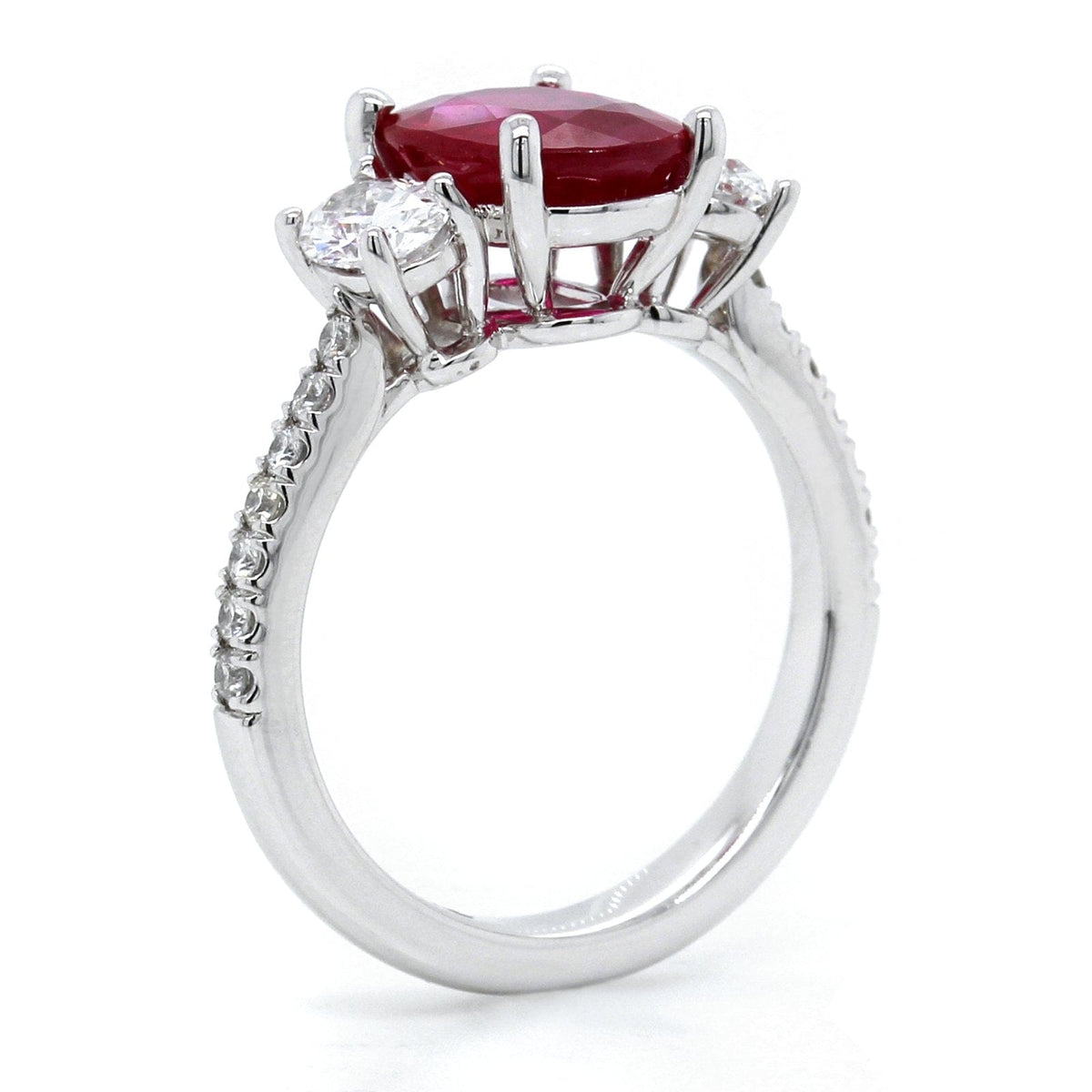 Platinum Oval Ruby Ring and Diamond Ring