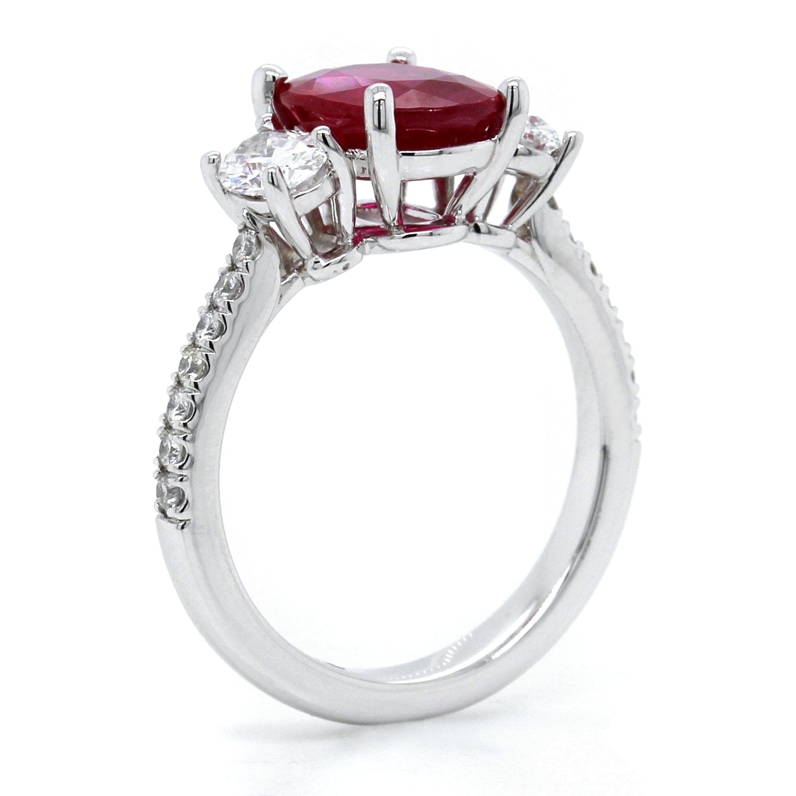 Platinum Oval Ruby Ring and Diamond Ring