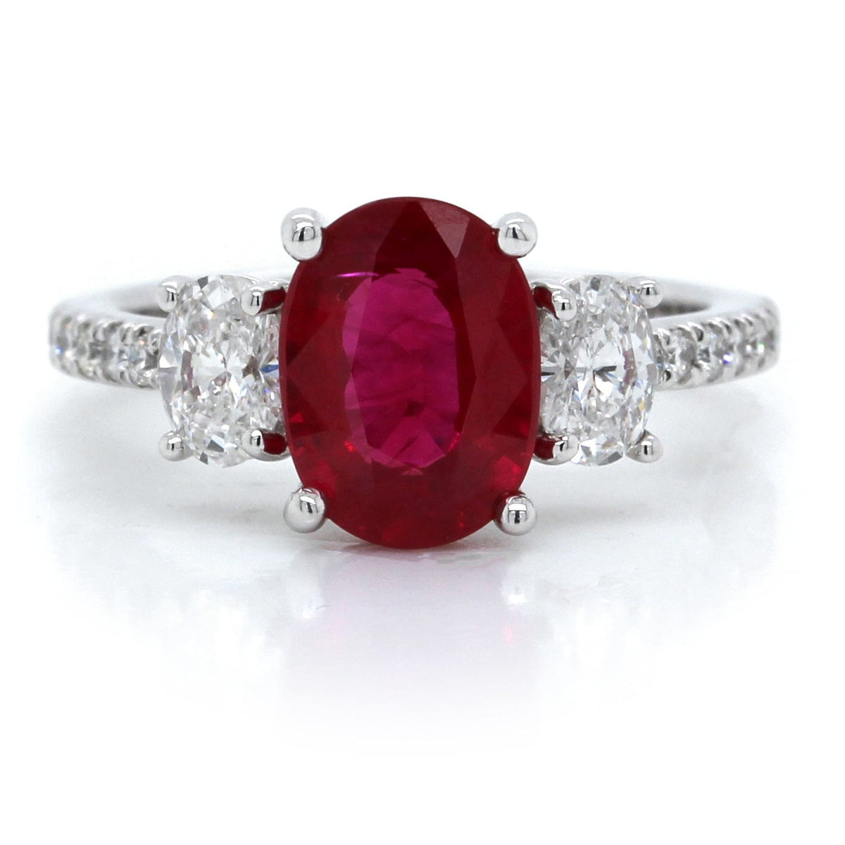 Platinum Oval Ruby Ring and Diamond Ring
