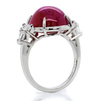 Platinum Round Star Ruby and Diamond Ring