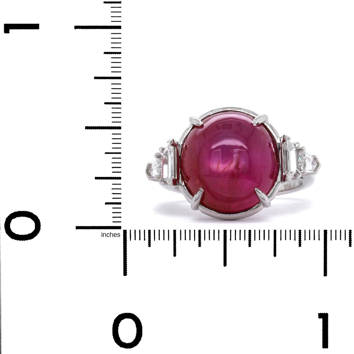 Platinum Round Star Ruby and Diamond Ring