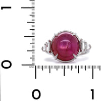 Platinum Round Star Ruby and Diamond Ring