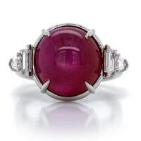 Platinum Round Star Ruby and Diamond Ring