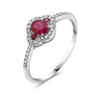 14K White Gold Ruby and Diamond Ring
