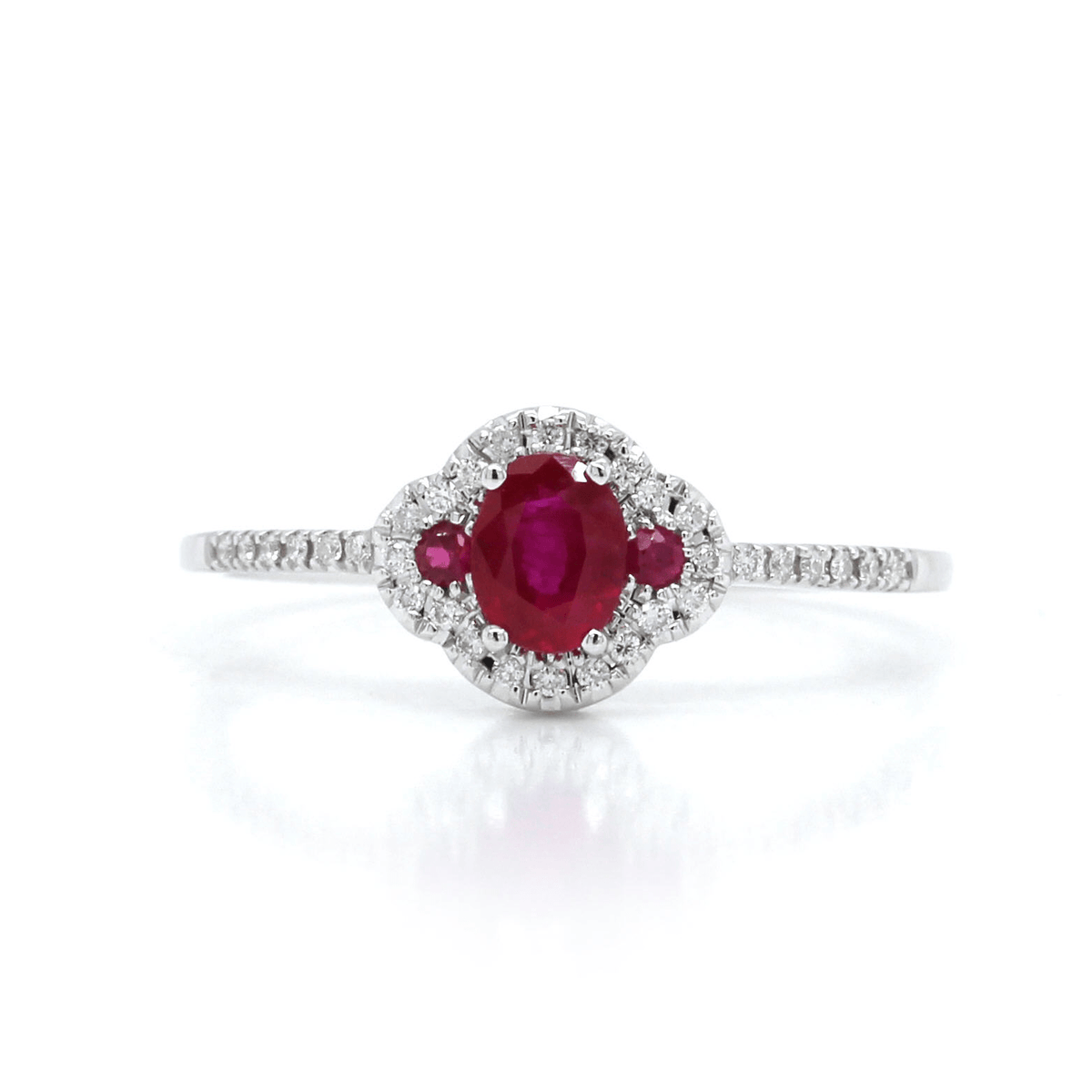 14K White Gold Ruby and Diamond Ring