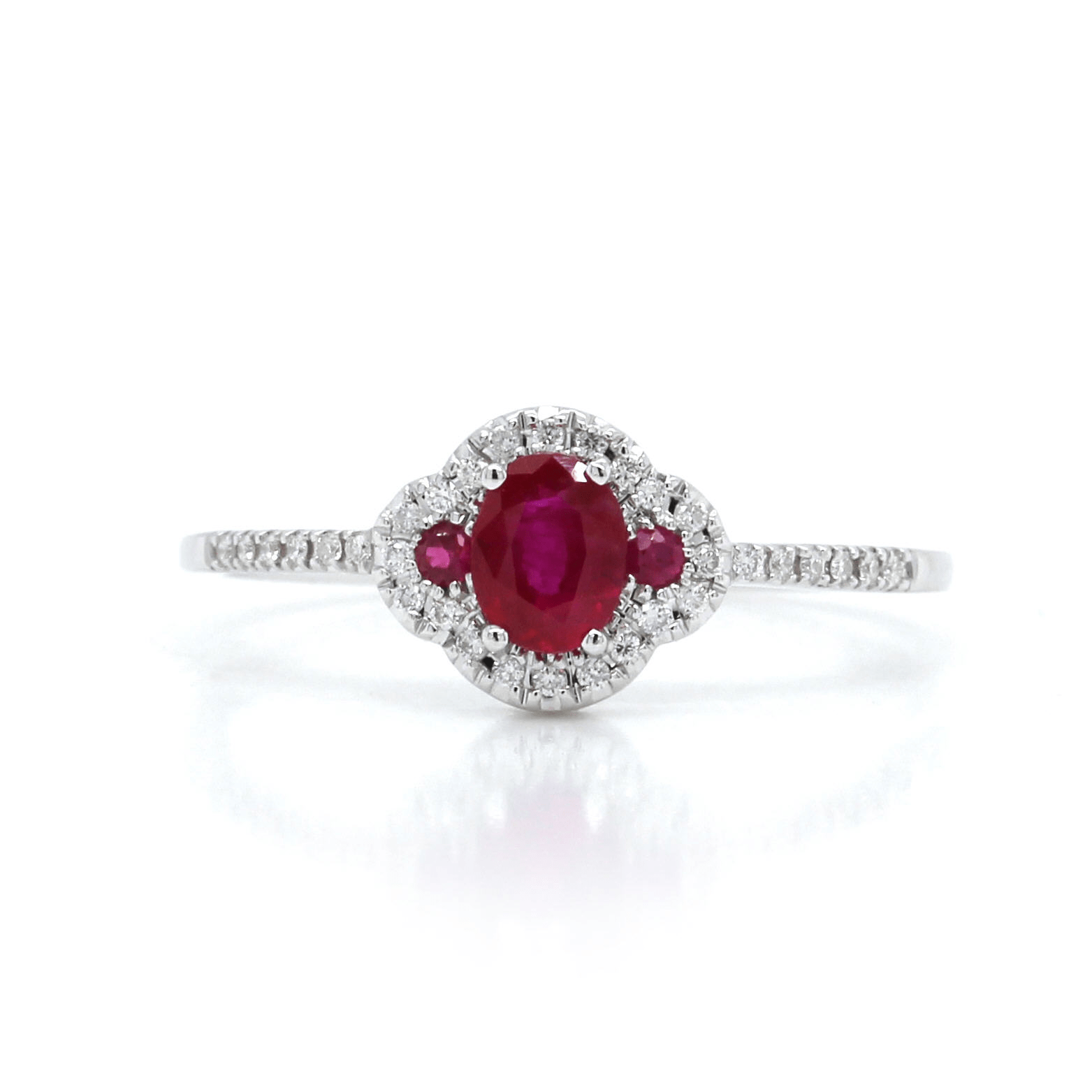 14K White Gold Ruby and Diamond Ring