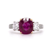 Platinum and 18K Yellow Gold Ruby and Diamond Ring