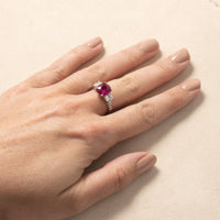 Oscar Heyman Platinum and 18K Yellow Gold Ruby and Diamond Ring