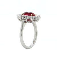Platinum and 18K Yellow Gold Oval Ruby with Diamond Halo Ring