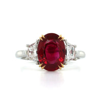 Platinum Oval Ruby Diamond 3 Stone Ring, Platinum, Long's Jewelers