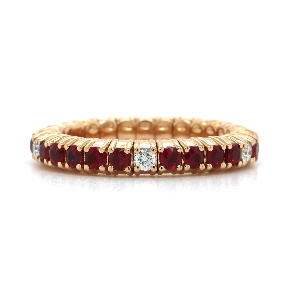 18K Rose Gold Ruby Stretch Ring, Long's Jewelers