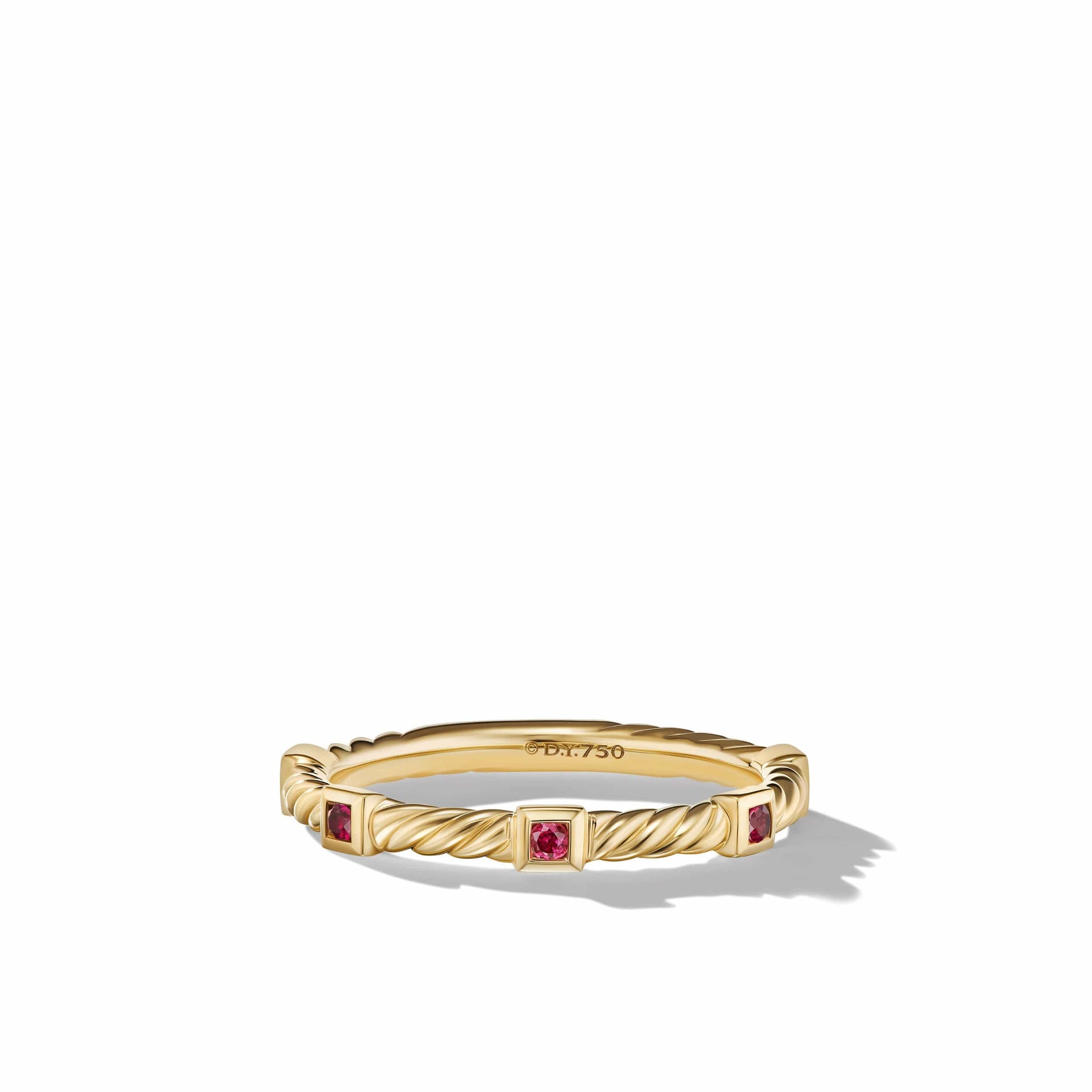 Cable Collectibles® Stack Ring in 18K Yellow Gold with Rubies