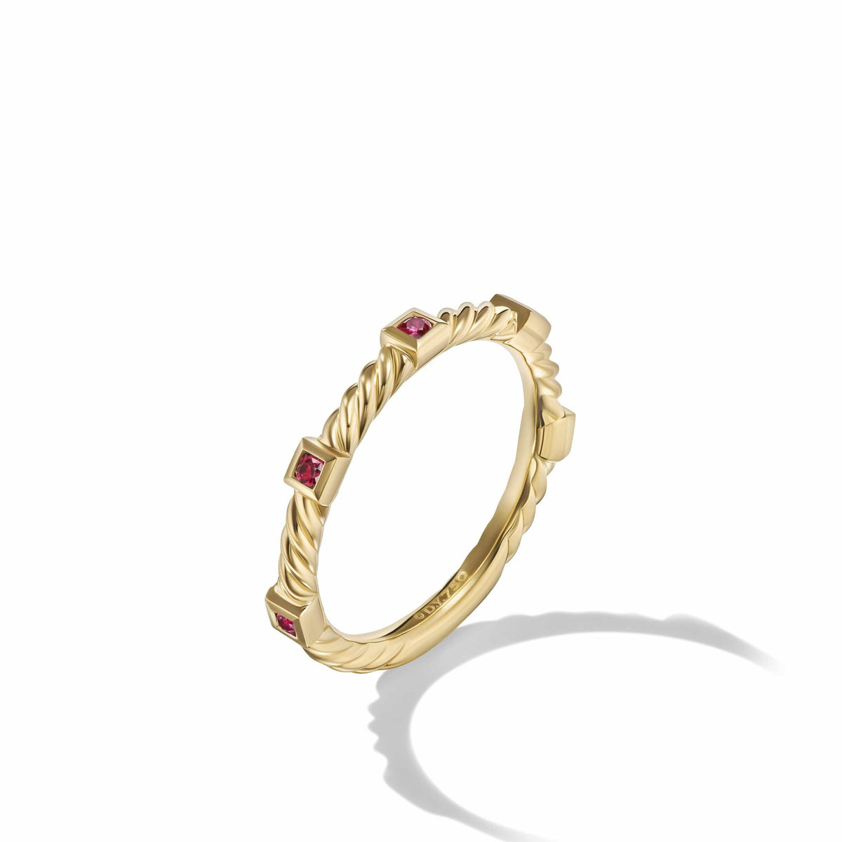 Cable Collectibles® Stack Ring in 18K Yellow Gold with Rubies