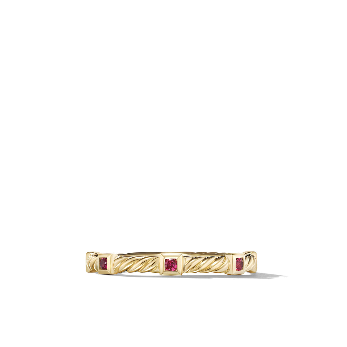 Cable Collectibles® Stack Ring in 18K Yellow Gold with Rubies