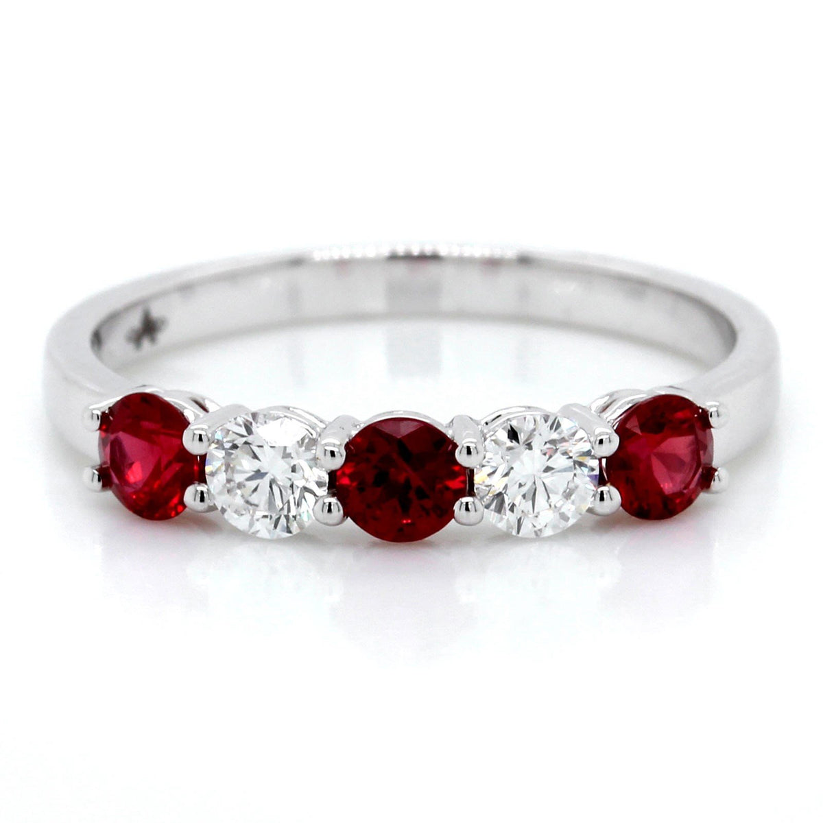18K White Gold Diamond and Ruby Band