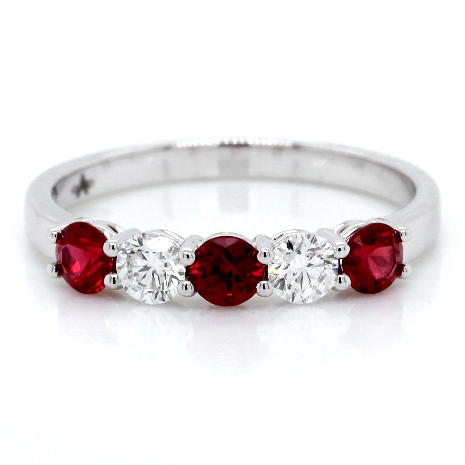 18K White Gold Diamond and Ruby Band