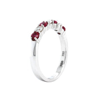 18K White Gold Ruby and Diamond Band