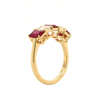 18K Yellow Gold Emerald Cut Ruby and Diamond Band