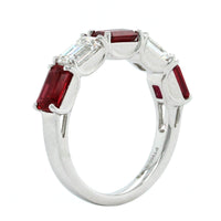 Platinum 5 Stone Ruby and Diamond Band
