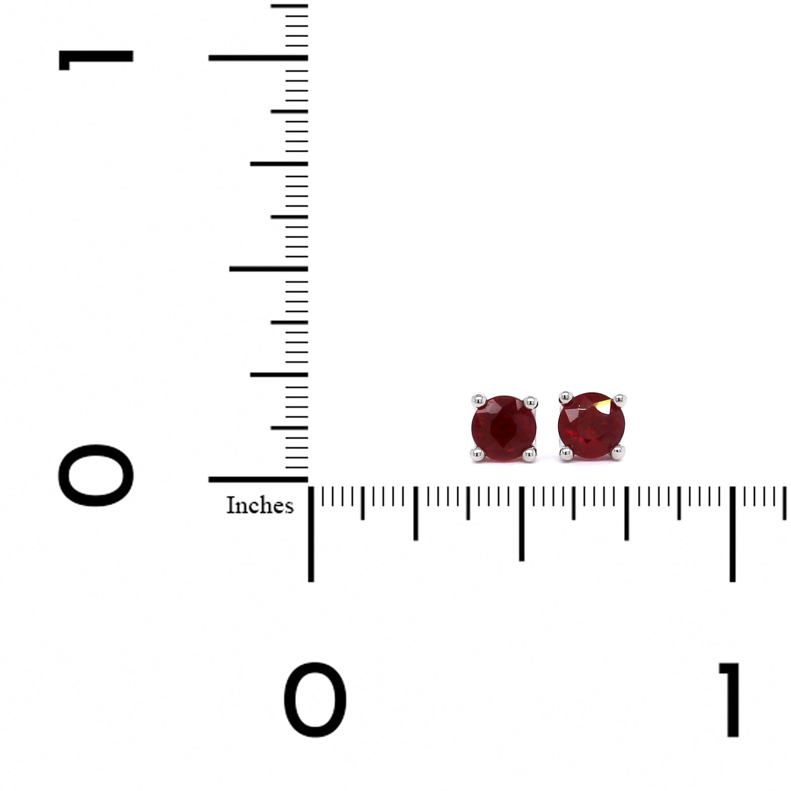 14K White Gold Round Ruby Stud Earrings