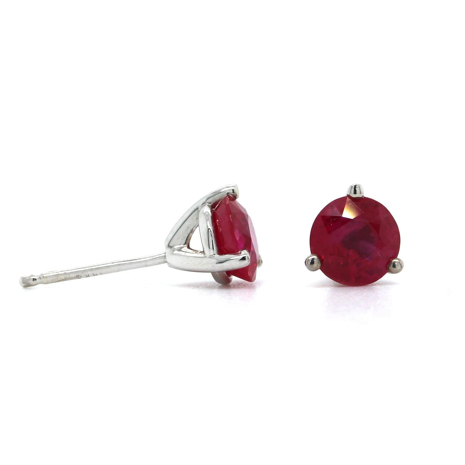18K White Gold Round Ruby Stud Earrings, 18k white gold, Long's Jewelers