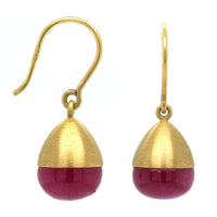 18K Yellow Gold Ruby Buoy Drop Earrings, 18k yellow gold Long's Jewelers
