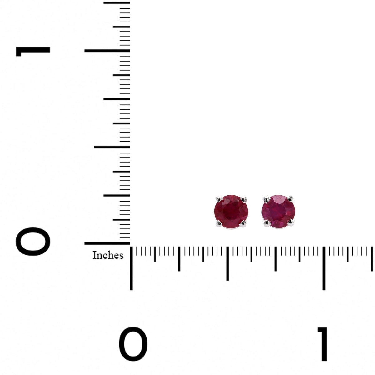 18K White Gold Round Ruby Stud Earrings