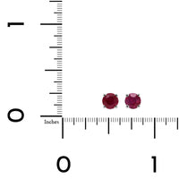 18K White Gold Round Ruby Stud Earrings