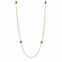 18K Yellow Gold Ruby Station Necklace