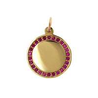 14K Yellow Gold Ruby Disc Pendant Only