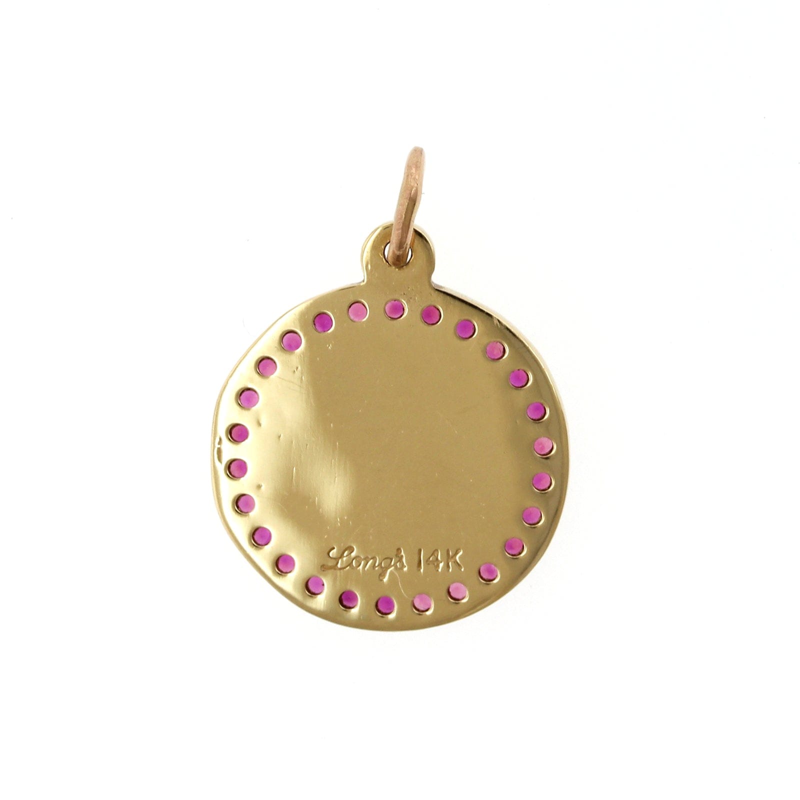 14K Yellow Gold Ruby Disc Pendant Only