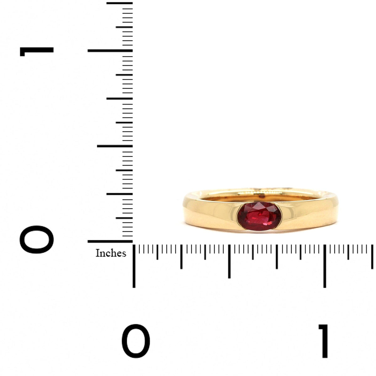 18K Yellow Gold Oval Ruby Semi Bezel Set Ring